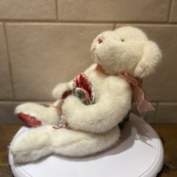 Mary Meyers White & Pink Bag T eddy Bear Vintage 1998 Plush with Bow - Picture 7 of 7